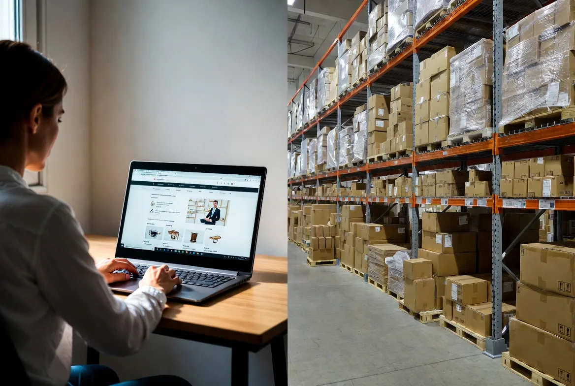 Online order placed and fulfilled by a supplier warehouse