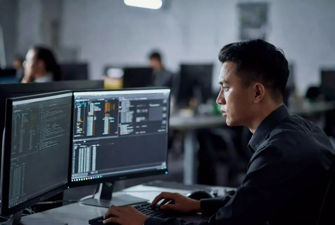 IT specialist troubleshooting complex system or network issues