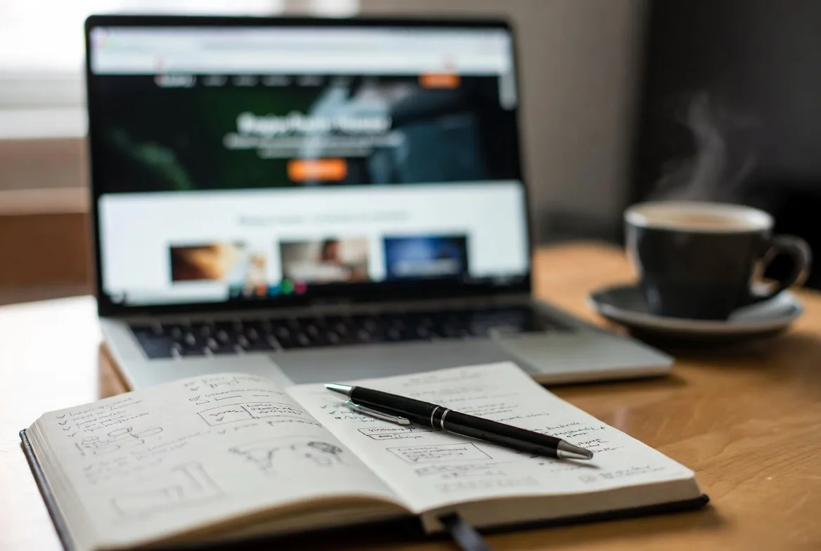 Planning and starting a dropshipping business on a laptop