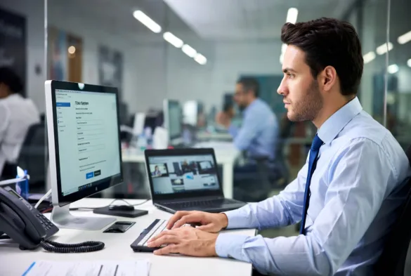 Employee submitting an IT support request through a service desk system