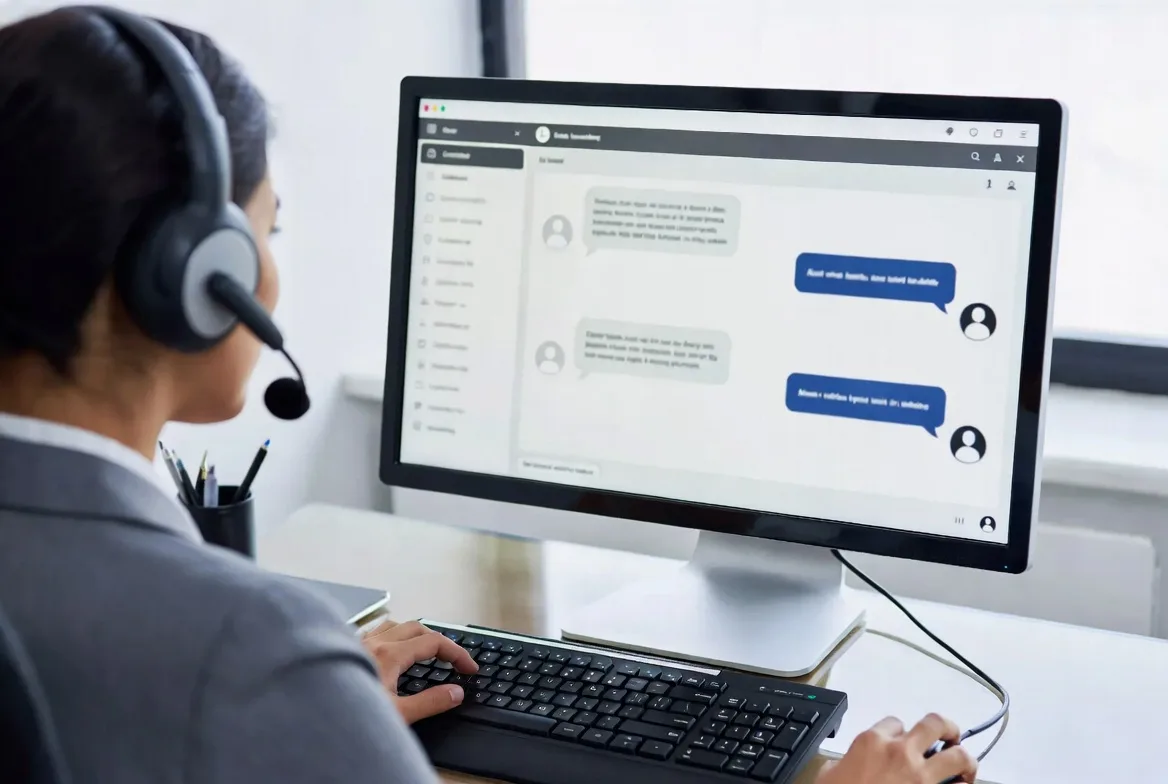 Ecommerce support agent responding to customer inquiries online