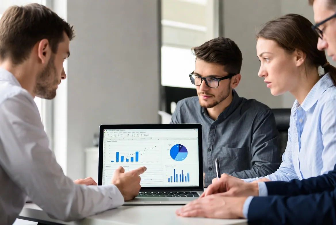 team analyzing support KPIs for business decisions