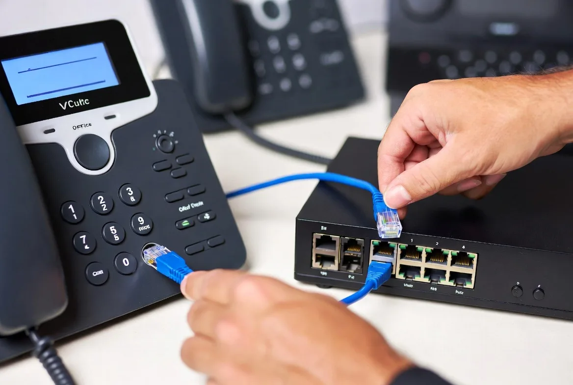 Connecting a VoIP phone to a router using an Ethernet cable