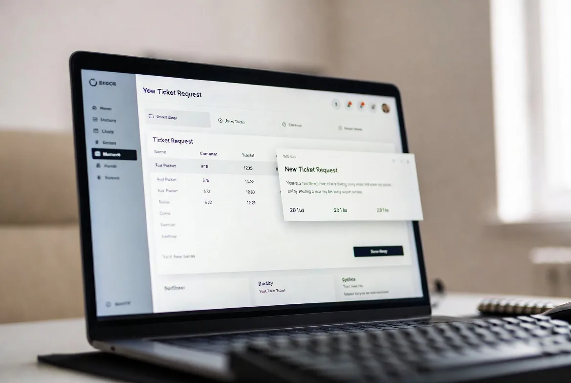 Help desk ticket system managing incoming support requests