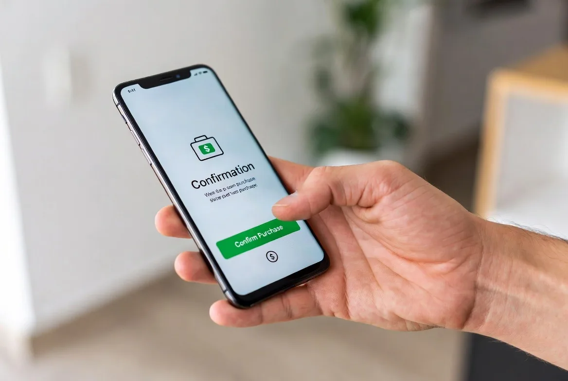 mobile ecommerce checkout interaction on smartphone