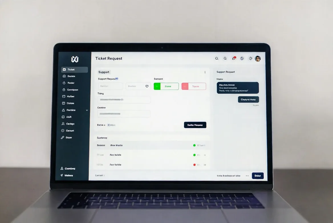 Managing a support ticket with conversation history and status updates
