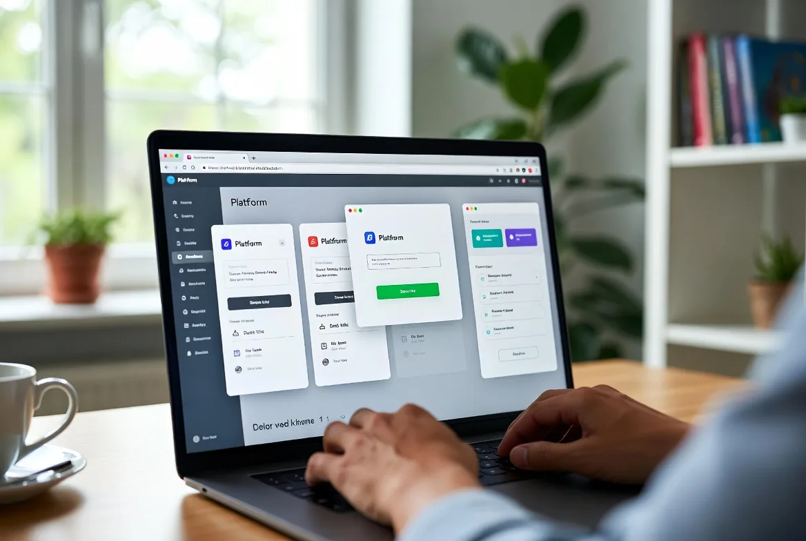 comparing ecommerce platforms on laptop screen