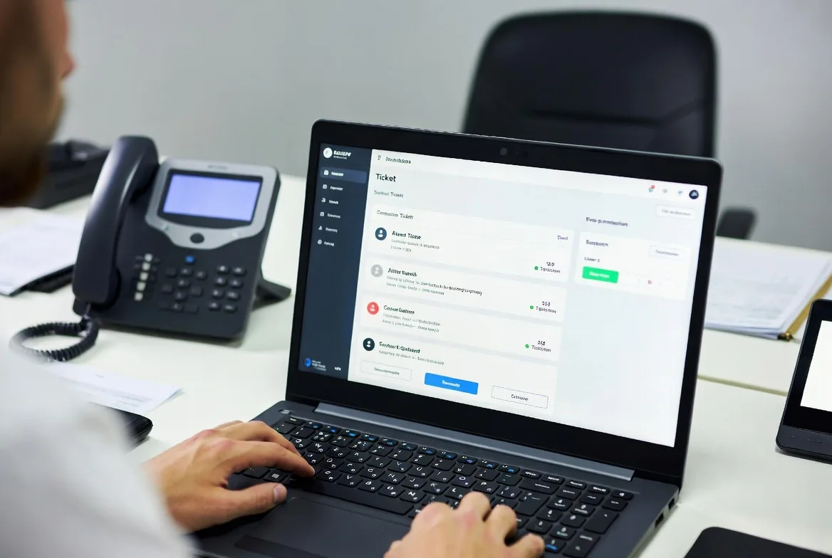 Managing a support ticket with conversation history and troubleshooting steps