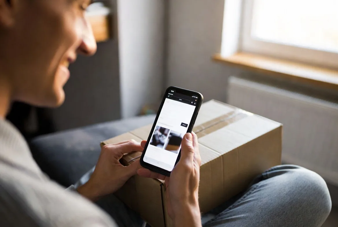 comparing online shopping experience and delivered package